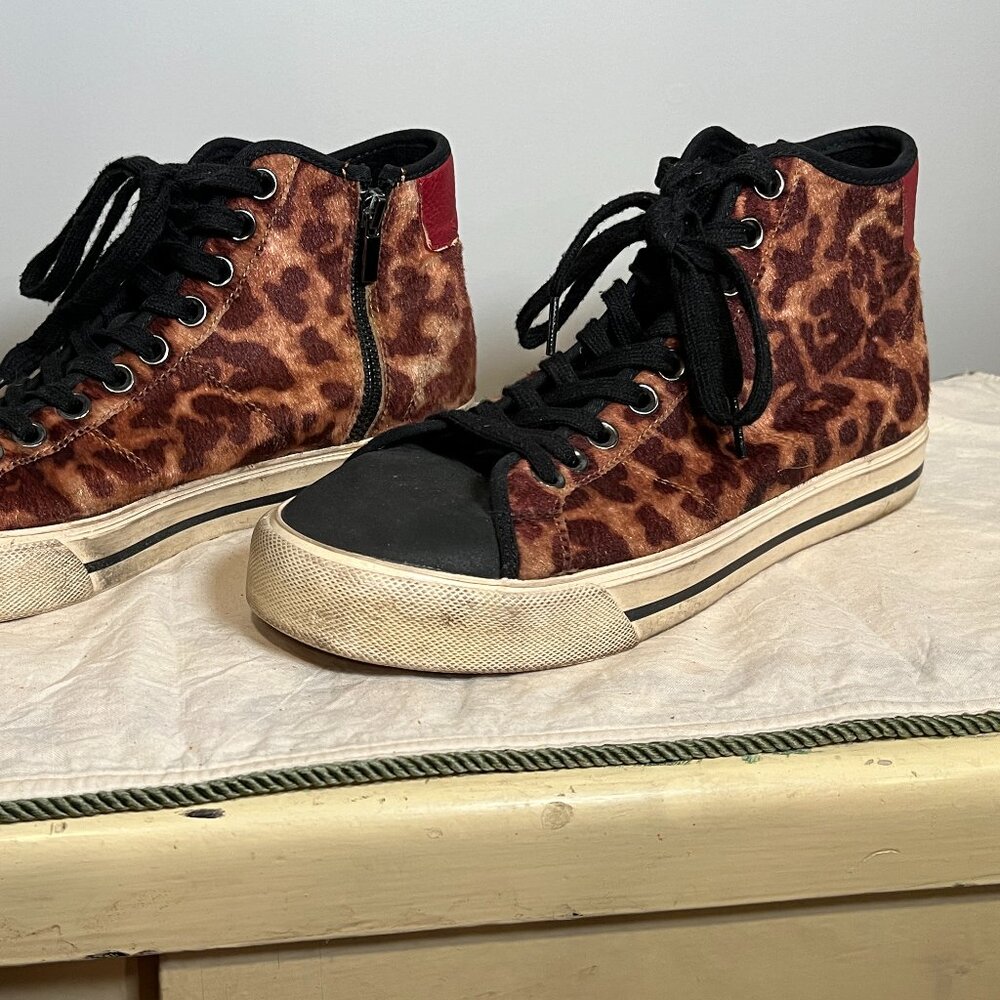 Zara Brown Leopard Print Hi-Top Sneakers Men's 9.5
